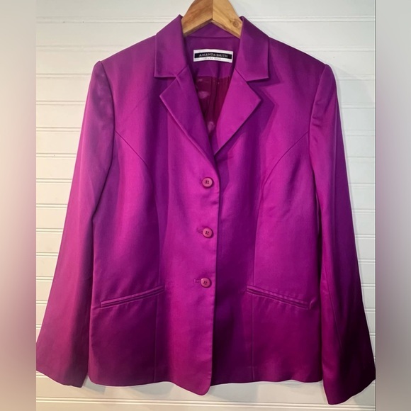 AMANDA SMITH Magenta Women's Blazer Size 10, 100% Silk - Picture 1 of 9